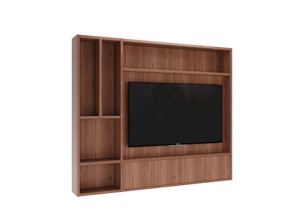 Wandig Duo links in walnootbruin voor tv 58 - 65 inch